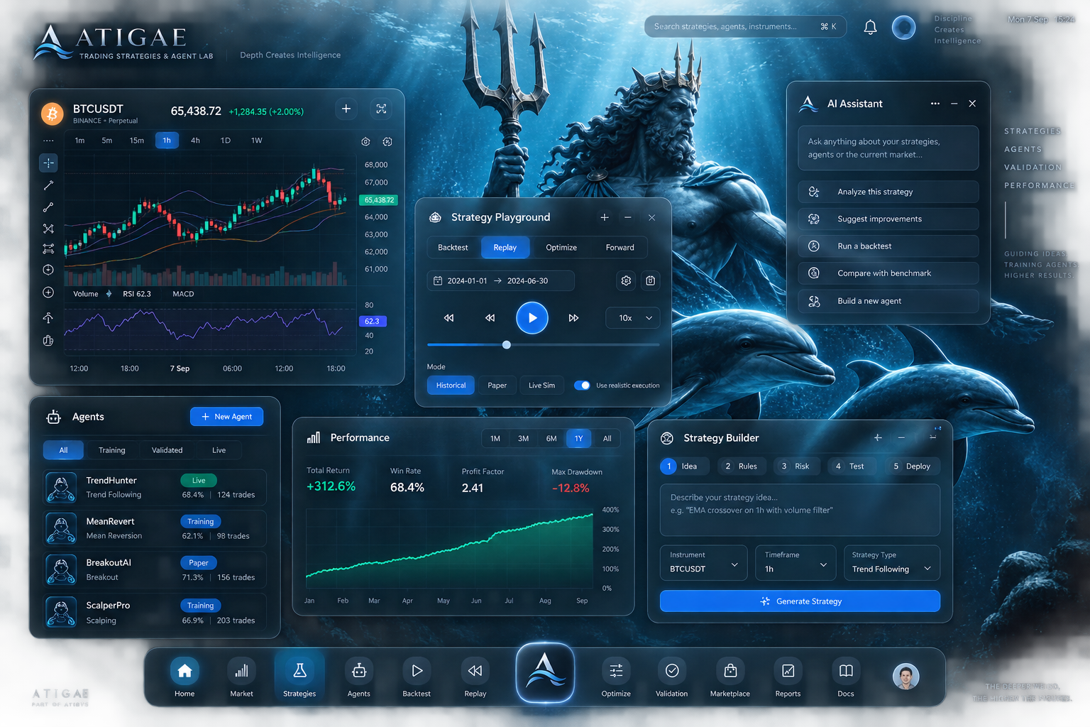 ATIGAE interface design concept with illustrative information.