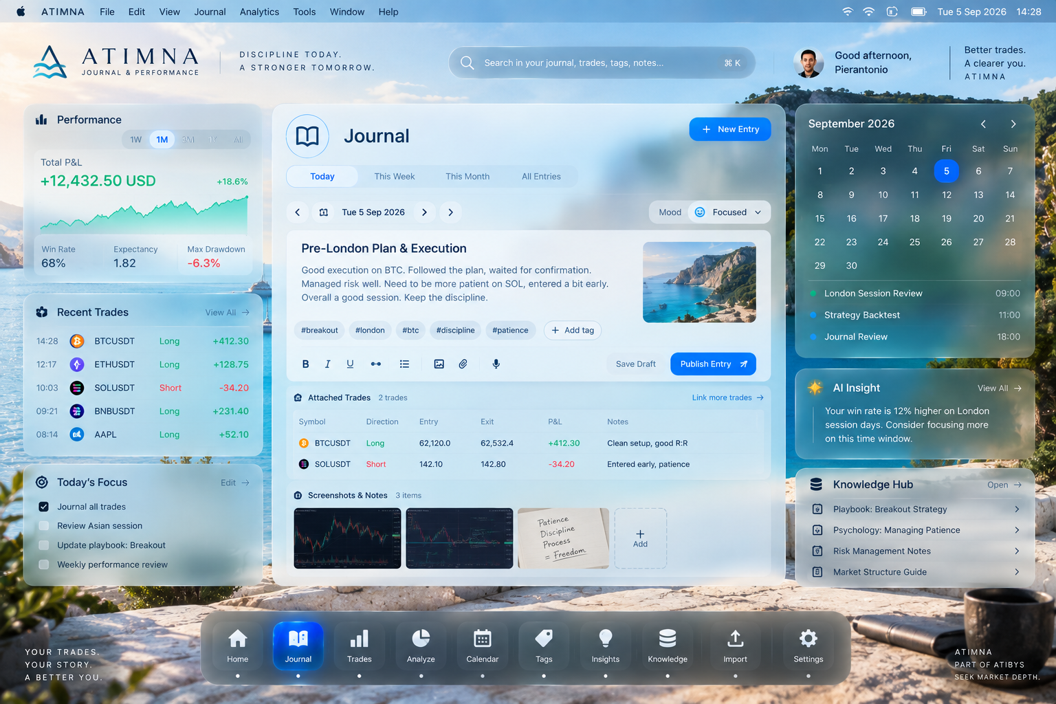 ATIMNA interface design concept with illustrative information.